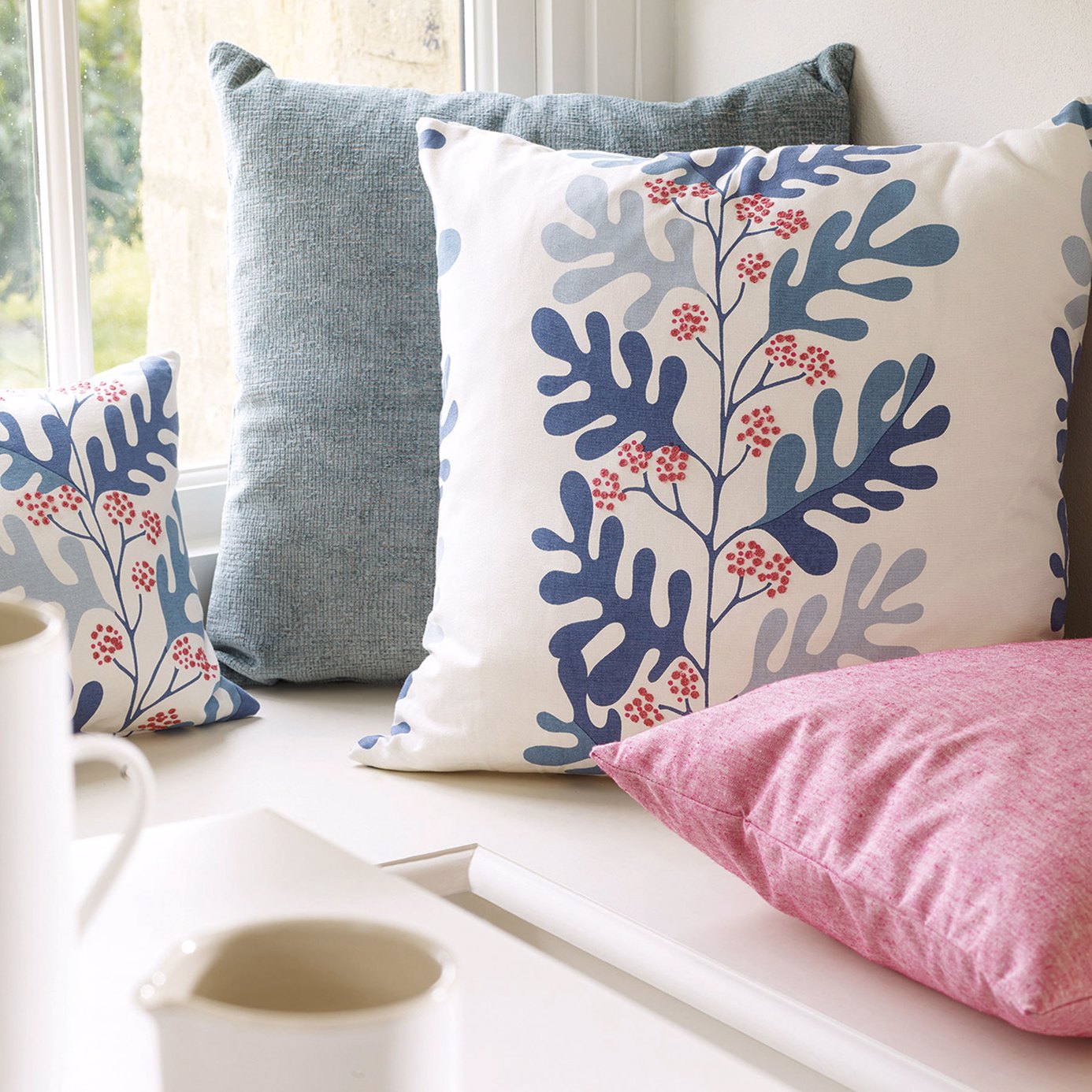 Malmo Slate/Berry Fabric by SAN